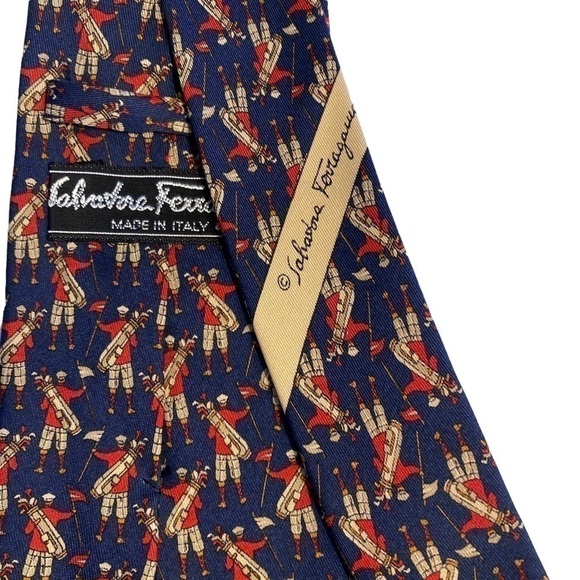 SALVATORE Ferragamo Silk Golf Tie - Picture 2 of 11